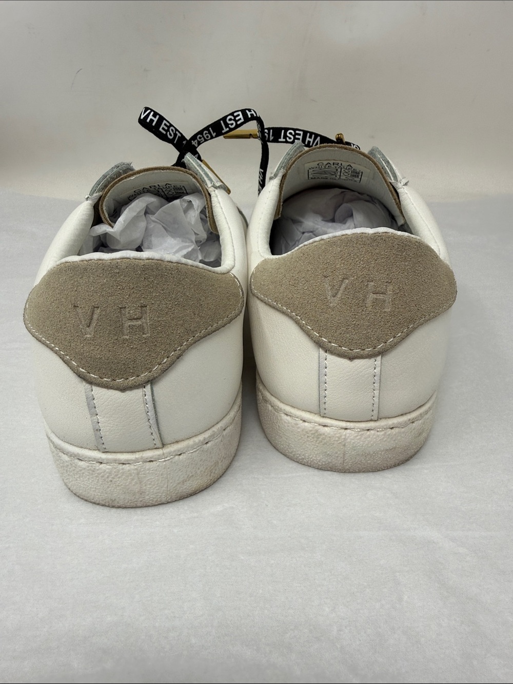 Vintage Havana Carla Calf Hair Leopard Star White Low Top Sneaker Taupe size 7.5 - Picture 5 of 12